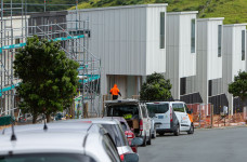 Street with new build townhouses